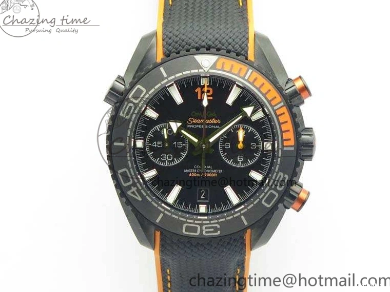 0504 Planet Ocean Master Chronometer Chrono DLC OM 1:1 Best Edition Black Dial On Nylon Strap A Chic 8103